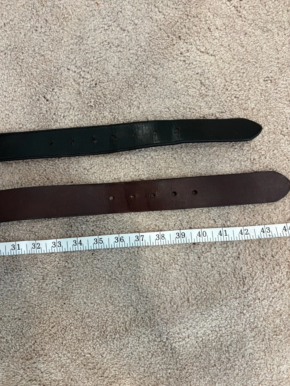 Two Leather Belts - Black and Dark Brown